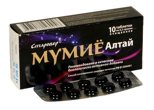 Мумие в таблетках: применение
