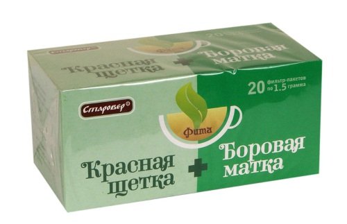 Комплекс двух трав в лечении гинекологических заболеваний Фито чай – боровая матка + красная щетка